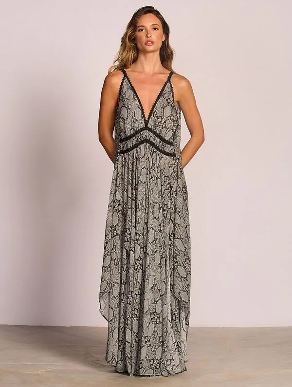 Vestido Longo Estampado Allure CINZA GG