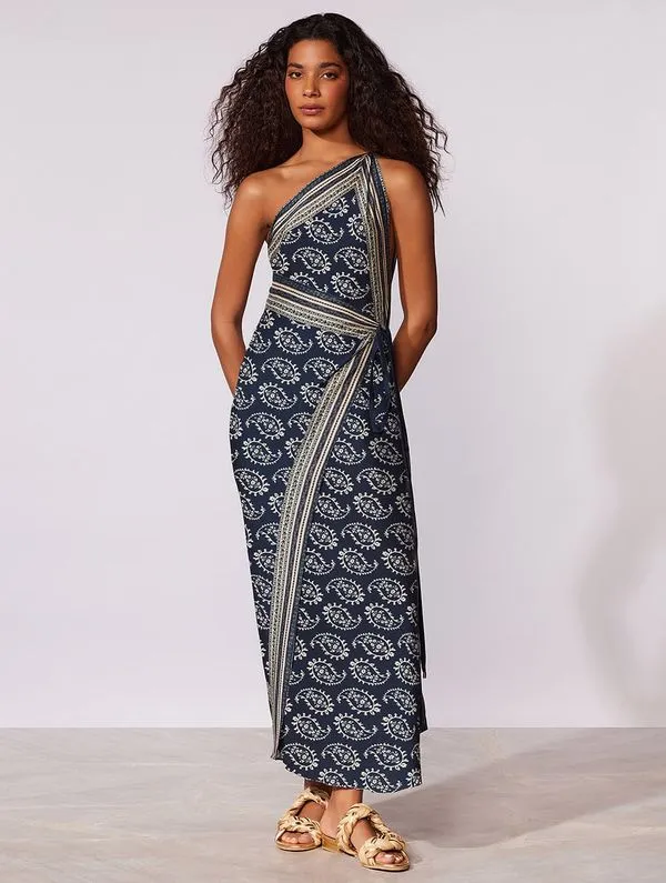 Vestido Ombro Único Costa Azul MARINHO P