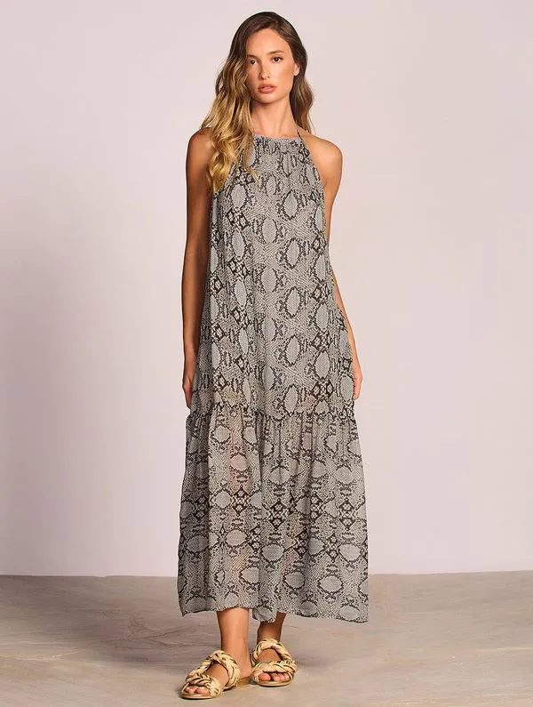 Vestido Midi Estampado Allure CINZA P