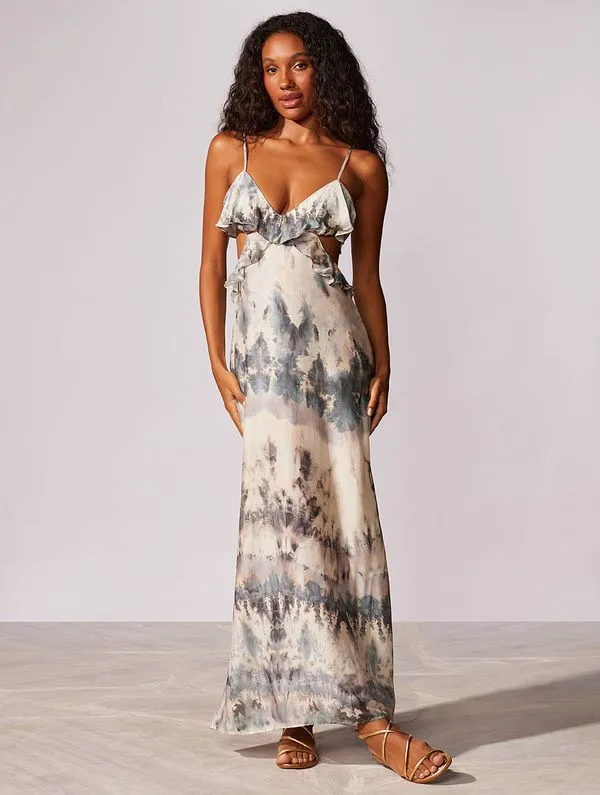 Vestido Longo Estampado Riviera CINZA PP