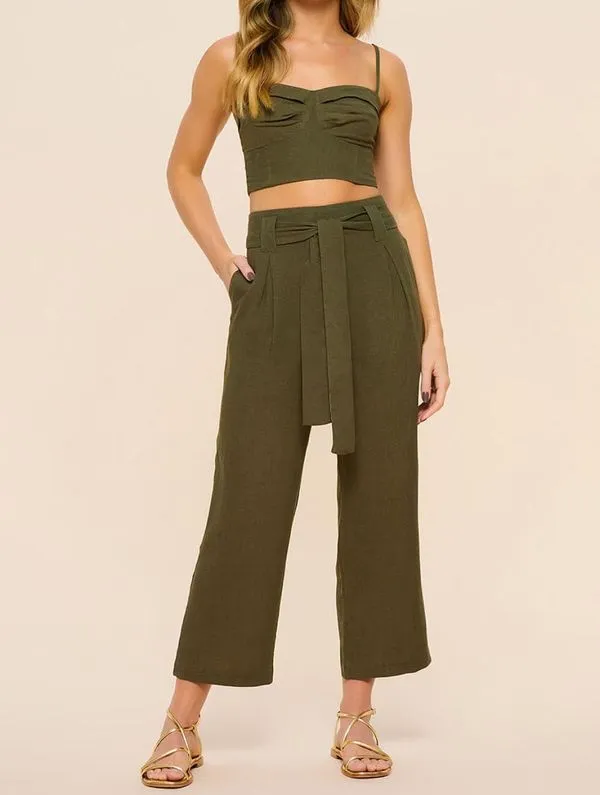 Cropped Regata em Linho Mawi ARMY GREEN M