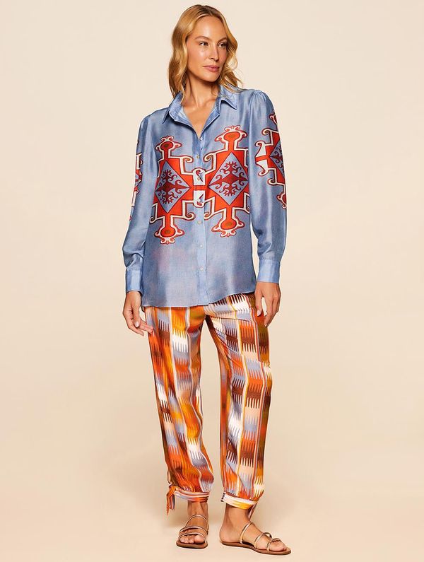 Camisa em Viscose com Seda Solanas LARANJA P