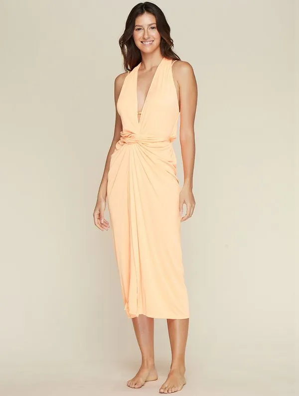 Vestido Midi Com Amarração Lisos Saídas MARSALA P