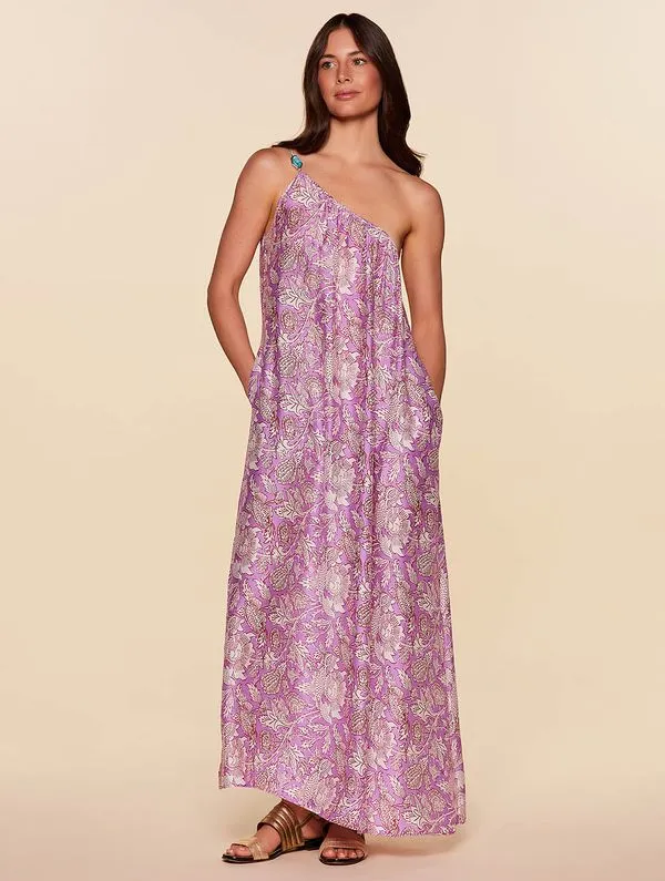 Vestido Longo com Seda Las Flores ROXO PP