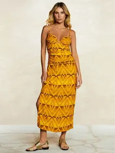 Vestido Midi Estampado Navajo AMARELO M