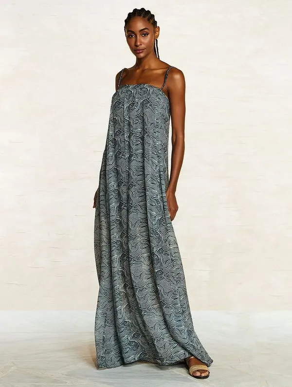Vestido Longo Estampado Arizona AZUL G