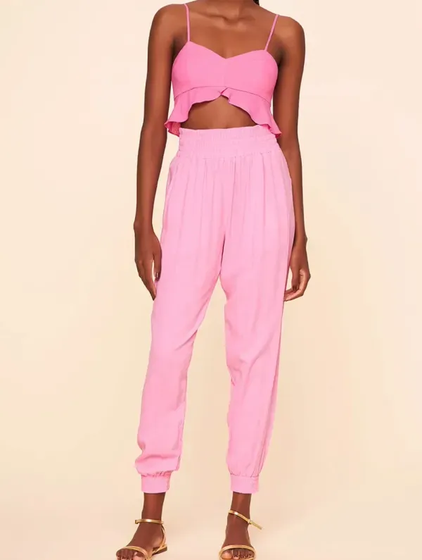 Cropped com Babados Linho Colors ROSA PASTEL P
