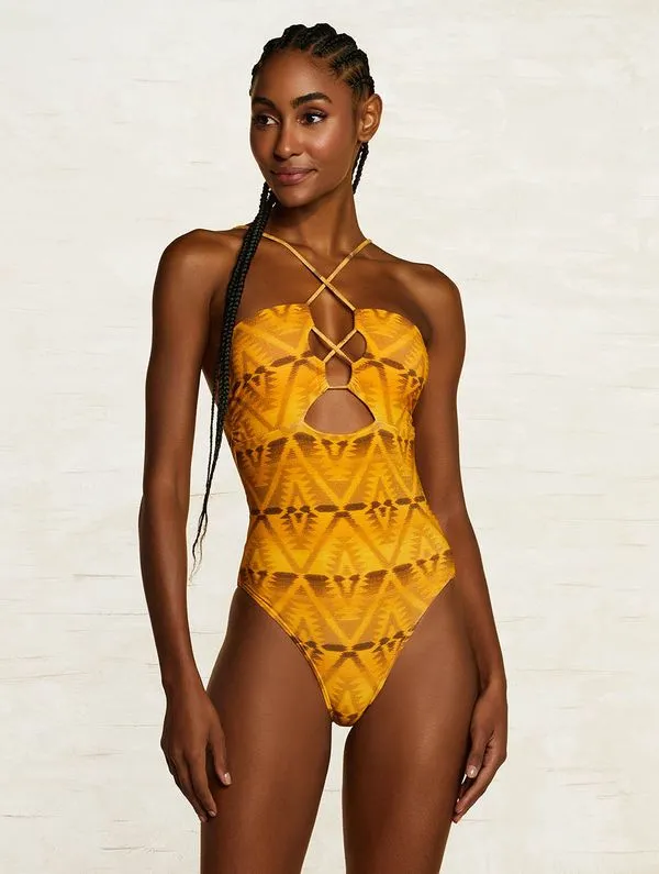 Maiô Frente Única Estampado Navajo AMARELO PP
