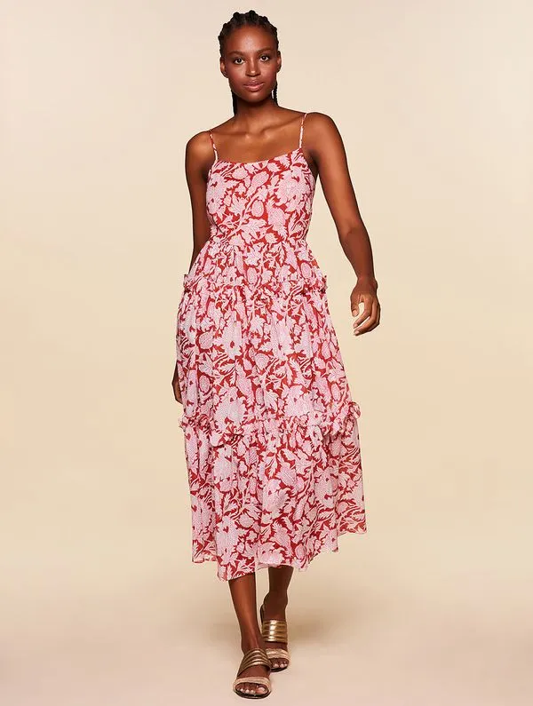 Vestido Longo Estampado Radiante VERMELHO GG