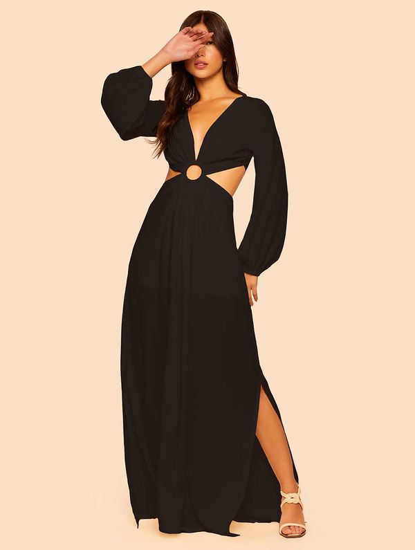 Vestido Cut Out em Linho Lampu PRETO G