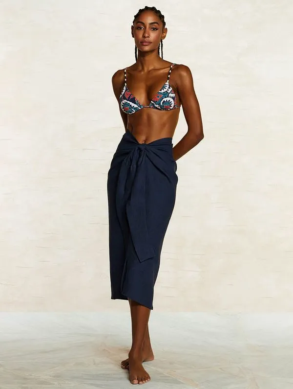 Saia Pareô em Linho Montana DEEP BLUE G