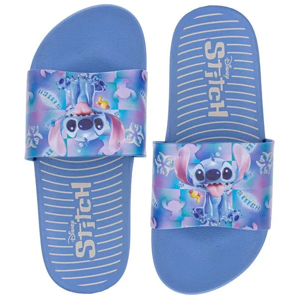 Kit Chinelo Infantil Slide Disney e Chaveiro Stitch Grendene Kids 23406 AZUL 32/33