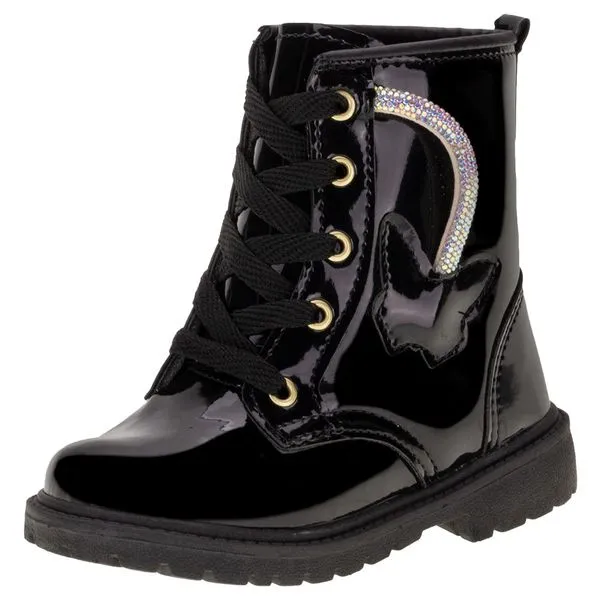Bota Infantil Feminina Coturno Gracinha 0082 VERNIZ/PRETO 25
