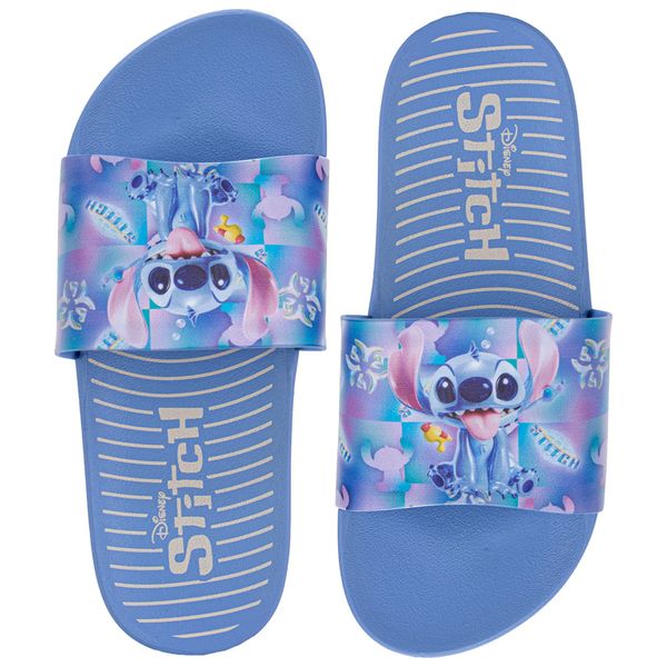 Kit Chinelo Infantil Slide Disney e Chaveiro Stitch Grendene Kids 23406 AZUL 31