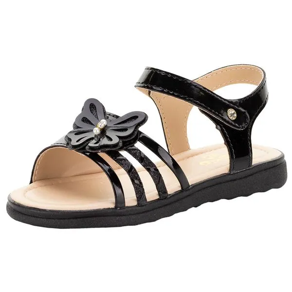 Sandália Infantil Feminina Lily Kids - 10142 VERNIZ/PRETO 24