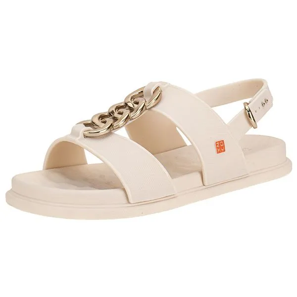 Sandália Feminina Flat Glam Zaxy 19222 MARFIM 37