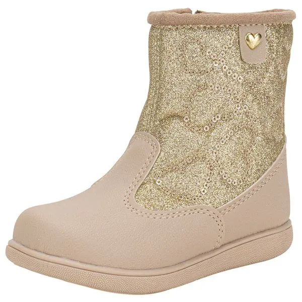 Bota Infantil Feminina Brink 280008 BEGE/OURO 25