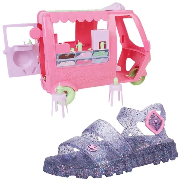 Kit Sandália Infantil Barbie e Sorveteria Grendene Kids 23221 LILÁS 30