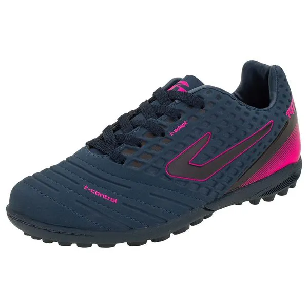 Chuteira Infantil Society Drible III Topper - 01150001 AZUL/ROSA 30