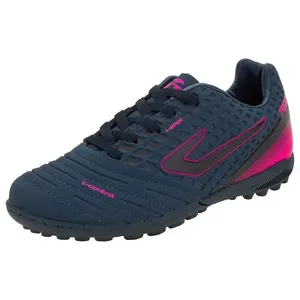 Chuteira Infantil Society Drible III Topper - 01150001 AZUL/ROSA 30