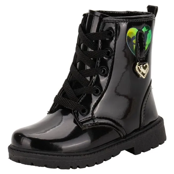 Bota Infantil Feminina Coturno Gracinha 812 VERNIZ/PRETO 27