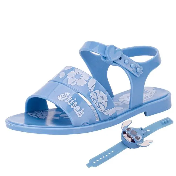 Kit Sandalia Infantil Disney e Relógio Stitch Time Grendene Kids 23248 AZUL 28