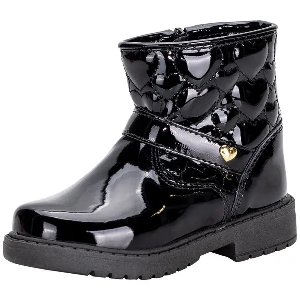 Bota Infantil Feminina Lily Kids - 15090 VERNIZ/PRETO 23