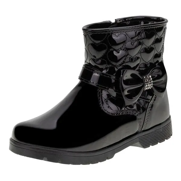 Bota Infantil Feminina Lily Kids - 15081 VERNIZ/PRETO 20