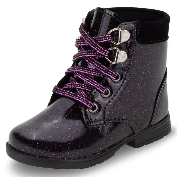 Bota Infantil Feminina Lily Kids - 16003 PRETO/LILAS 24