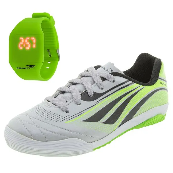 Chuteira Infantil Unissex Indoor Penalty - 116053 PRATA 27