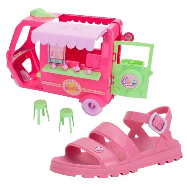 Kit Sandália Infantil Barbie e Sorveteria Grendene Kids 23221 ROSA 29
