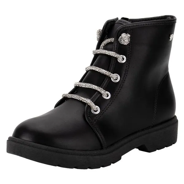 Bota Infantil Feminina Coturno Molekinha 2164136 PRETO/CINZA 36
