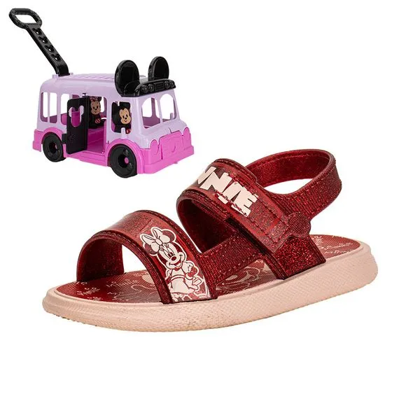 Kit Sandália Infantil Disney Tour e Ônibus Grendene Kids 23272 VERMELHO/ROSA 22