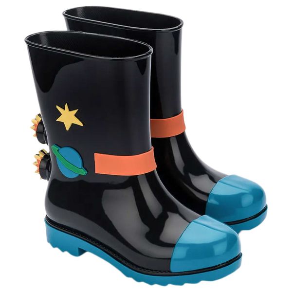 Mini Melissa Rain Boot + Fábula 33677 PRETO/AZUL 32