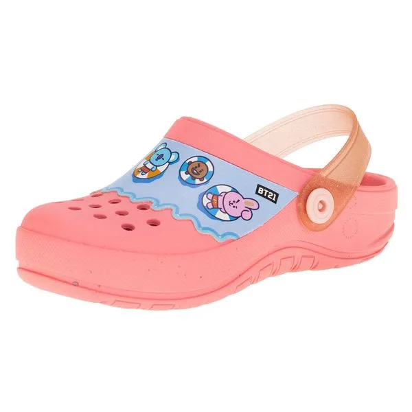 Babuche BT21 Cute Friends Grendene Kids - 22696 ROSA 01 23/24