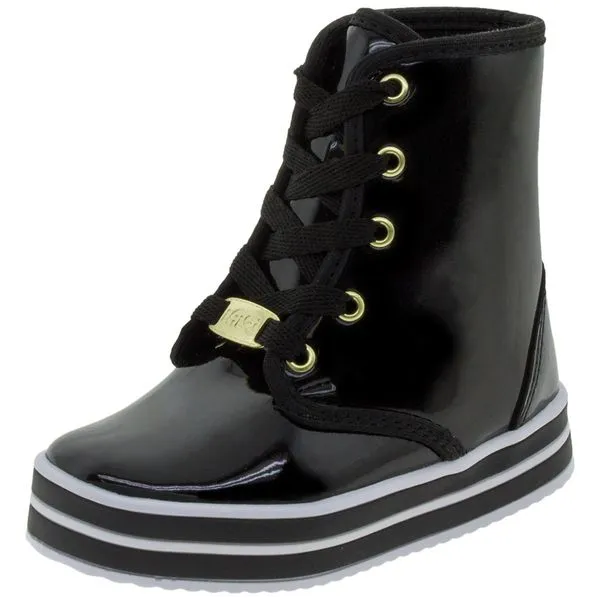 Bota Infantil Feminina NilQi - 1372 VERNIZ/PRETO 23