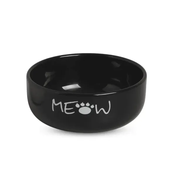 Comedouro Porcelana Meow Médio Preto 390 ml