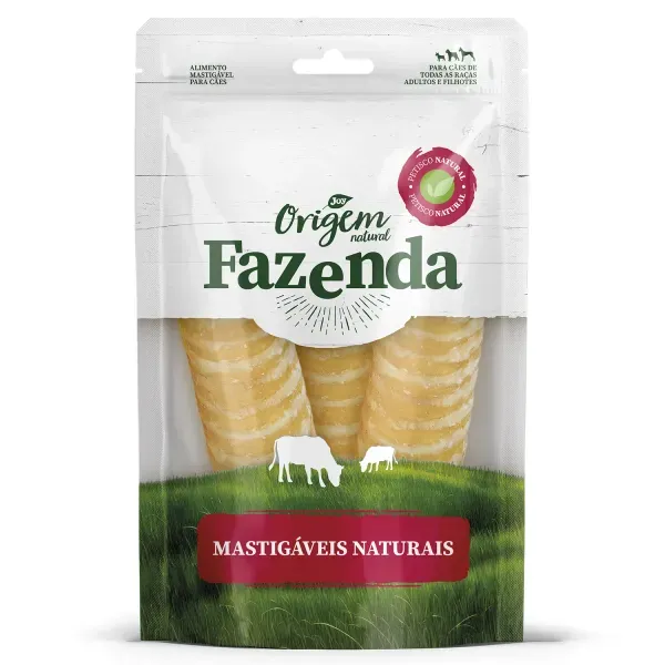 Petisco Origem Natural Fazenda Traqueia Bovina 3 unidades