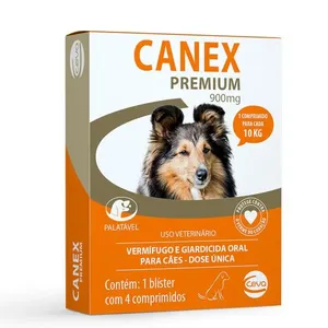 Vermífugo Canex Premium 900mg para Cães 4 comprimidos