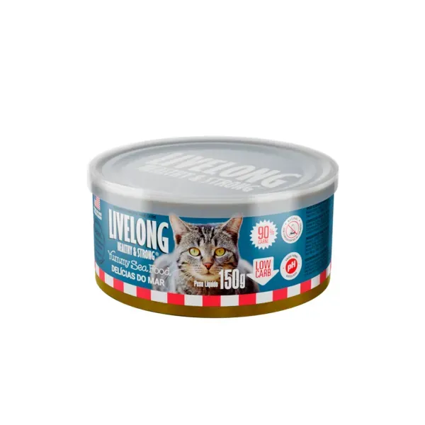 Ração Úmida Natural para Gatos Livelong Yummy Sea Food Delícias do Mar 150g