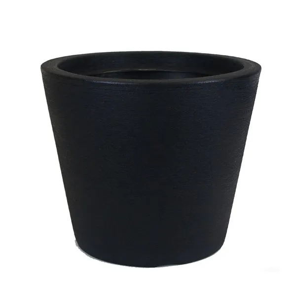 Vaso Cone Baixo Riscatto Preto 30 cm