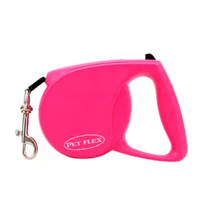 Guia Retrátil Fita Pet Flex Rosa até 25 kg - 3 M