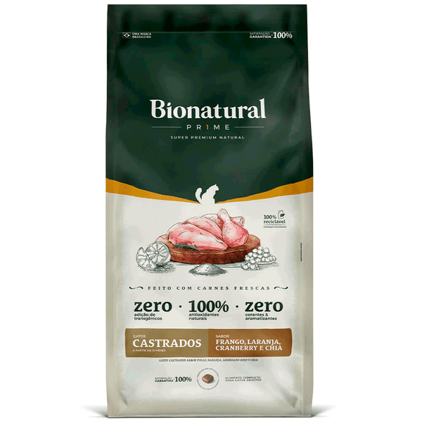 Ração Bionatural Prime Gatos Castrados Frango 1,5 kg