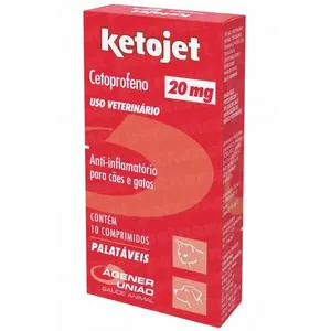 Ketojet 20mg Anti-inflamatório para Cães e Gatos 10 comprimidos