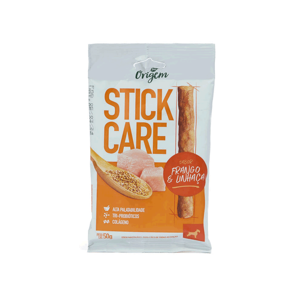 Petisco Stick Care Cães Origem Natural Frango e Linhaça 50 g