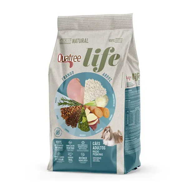 Ração Quatree Life Cães Adultos Raças Pequenas Frango 1 kg