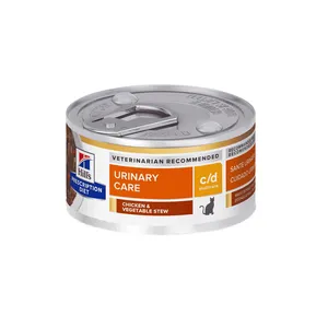 Ração Úmida Hill's Prescription Diet C/D Multicare Gatos Adultos Cuidado Urinário Frango e Vegetais 82 g