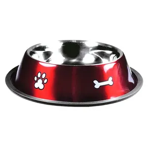 Comedouro Inox Rubber Print Vermelho Jambo M