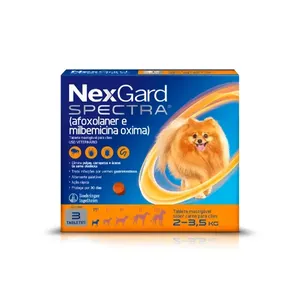 NexGard Spectra 2kg a 3,5kg: Antipulgas, Carrapatos e Vermífugo 3 tabletes
