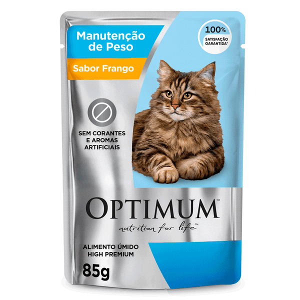 Ração Úmida Optimum Sachê Gatos Adultos Manutenção de Peso Frango 85 g